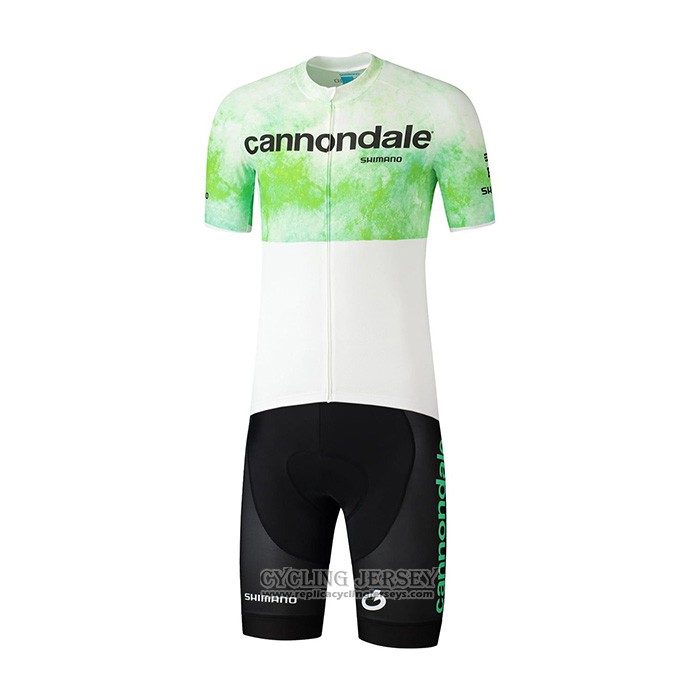 2021 Cycling Jersey Cannondale White Green Short Sleeve And Bib Short